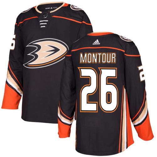 Adidas Ducks #26 Brandon Montour Black Home Authentic Stitched NHL Jersey - Click Image to Close